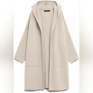 MEROKEETY Hooded Knit Cardigan in Light Taupe